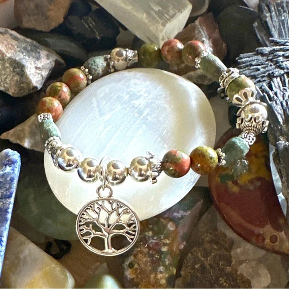 Unakite beaded bracelet/Grounding stone for Scorpio - Picture 1 of 8